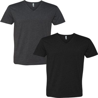 Next Level Apparel 6240 Mens Premium V-Neck Tee LRG-Charcoal/Black