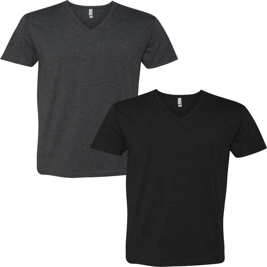 Next Level Apparel 6240 Mens Premium V-Neck Tee LRG-Charcoal/Black