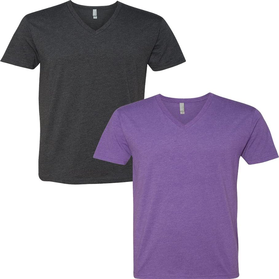 Next Level Apparel 6240 Mens Premium V-Neck Tee XL-Charcoal/Purple