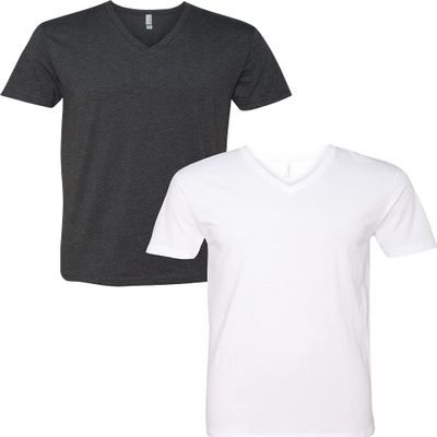 Next Level Apparel 6240 Mens Premium V-Neck Tee 2XL-Charcoal/White