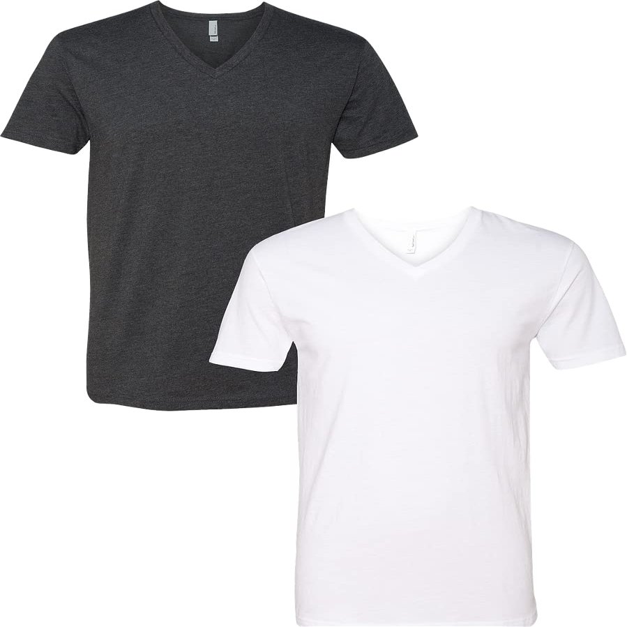 Next Level Apparel 6240 Mens Premium V-Neck Tee 2XL-Charcoal/White