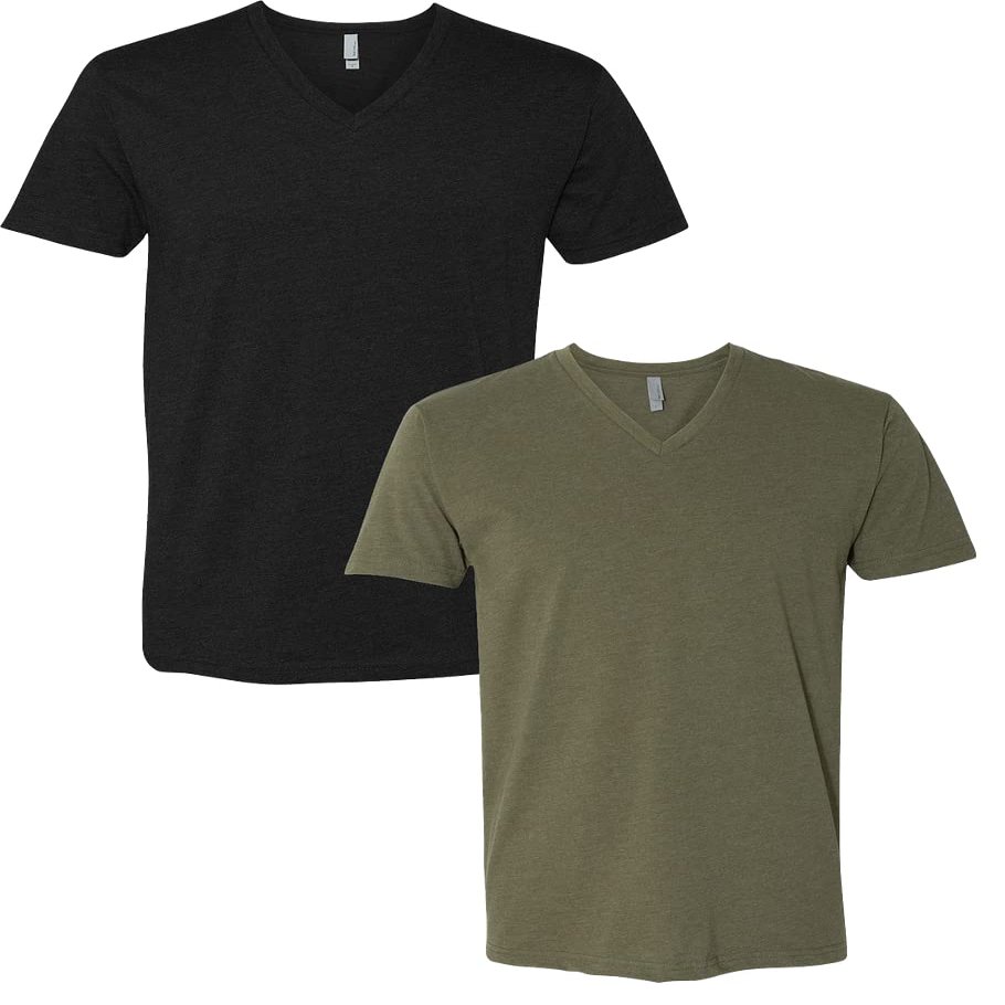 Next Level Apparel 6240 Mens Premium V-Neck Tee SML-Black/Militarygreen