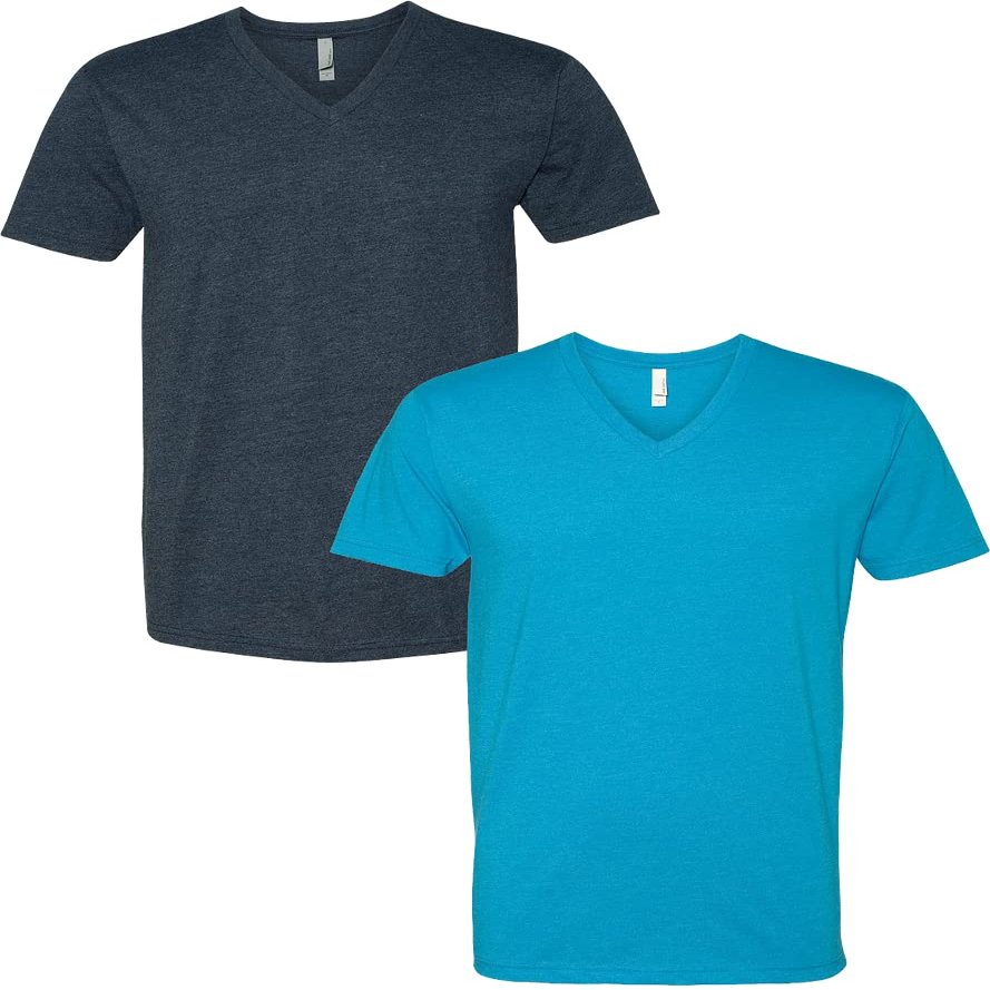 Next Level Apparel 6240 Mens Premium V-Neck Tee MED-Midnight/Turquise