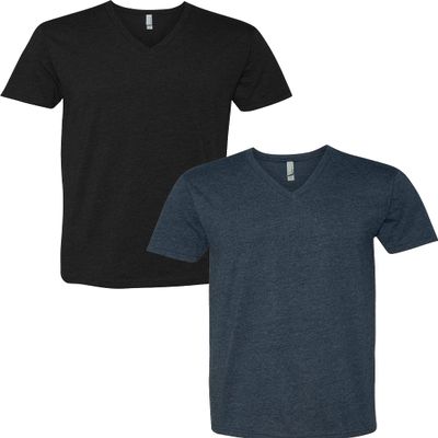 Next Level Apparel 6240 Mens Premium V-Neck Tee LRG-Black/Midnight