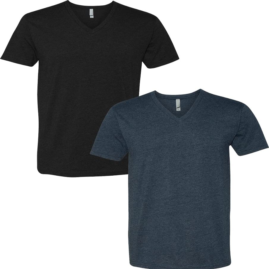 Next Level Apparel 6240 Mens Premium V-Neck Tee LRG-Black/Midnight