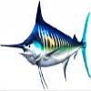 White Marlin Beautiful Fish Decal | Fishing Decal for Boat, Car, Vehicle, Truck Etc. | Waterproof Vinyl Sticker | Many Sizes & Styles Available | 12" to 40" by Digital Fish Art (Large, Position 3R) view 1