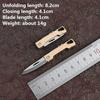 KUNSON Ultra Small Little Folding Pocket Brass Knife, Special High Carbon Alloy Steel Blade Brass Handle, Mini EDC Portable Knife, Ultra Compact and Lightweight (Pointy head) view 2