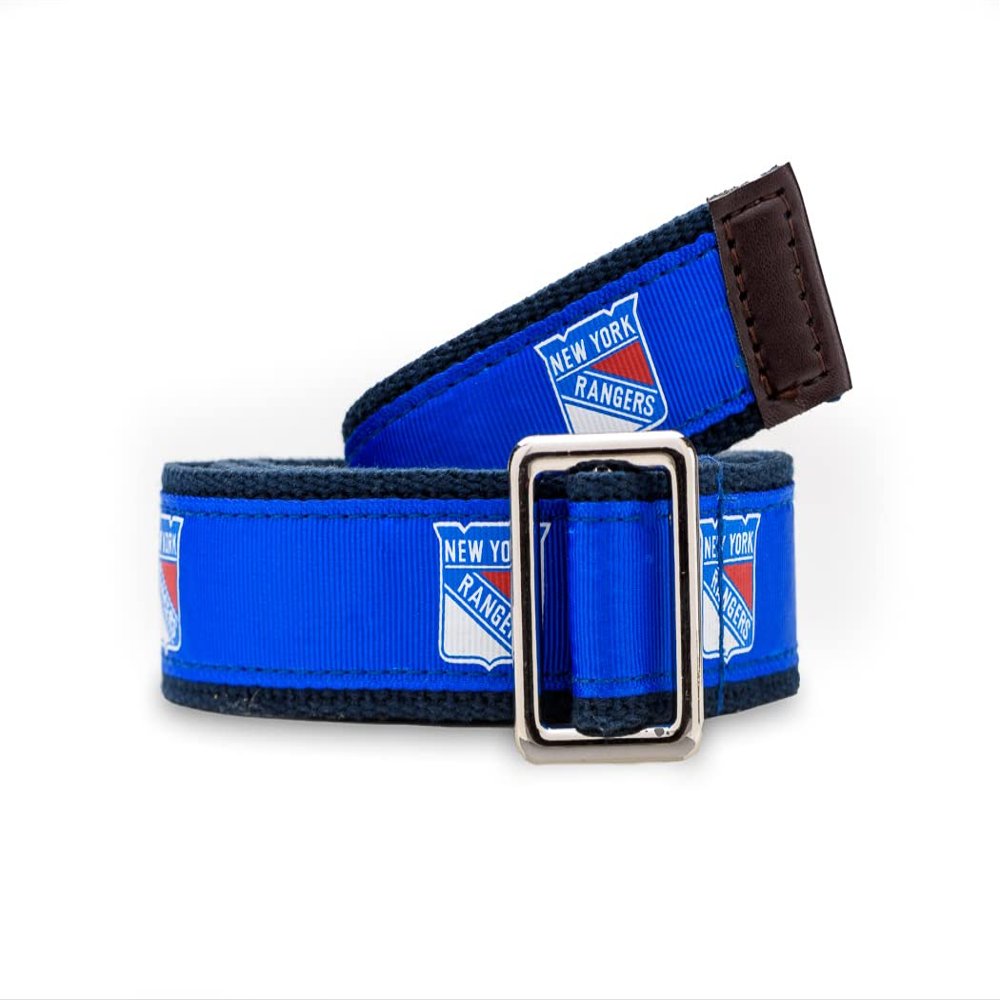GELLS New York Rangers NHL Hockey Belt Officially Licensed With Nickel Finished Brass Buckle And Logo Tin Adult Size Small
