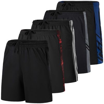 Real Essentials 5 Pack: Boys' Mesh Basketball Athletic Shorts with Pockets Teen Kids Youth Quick Dry Soccer Running Gym S (8)