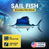 Sail Fish Beautiful Fish Decal | Fishing Decal for Boat, Car, Vehicle, Truck Etc. | Waterproof Vinyl Sticker | Many Sizes & Styles Available | 12" to 40" By Digital Fish Art (Small, Position 5R) view 2