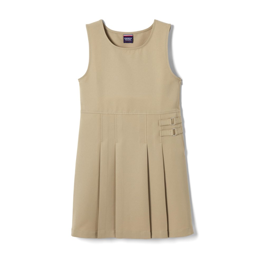 French Toast Girls Double Buckle Jumper, Khaki, 8