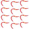 The Fly Fishing Place Trout Nymph Fly - San Juan Worm Power Bead One Dozen Orange Bead Red V-Rib Hook Size 14 - Set of 12 Nymph Wet Flies view 1
