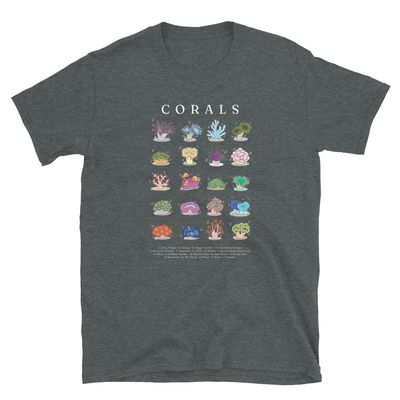Coral Species Shirt - Coral Reef Saltwater Shirt, Funny Aquarium Shirt, Aquarist Gift T-Shirt, Funny Aquarium Shirt, Funny Fish Shirts Dark Heather