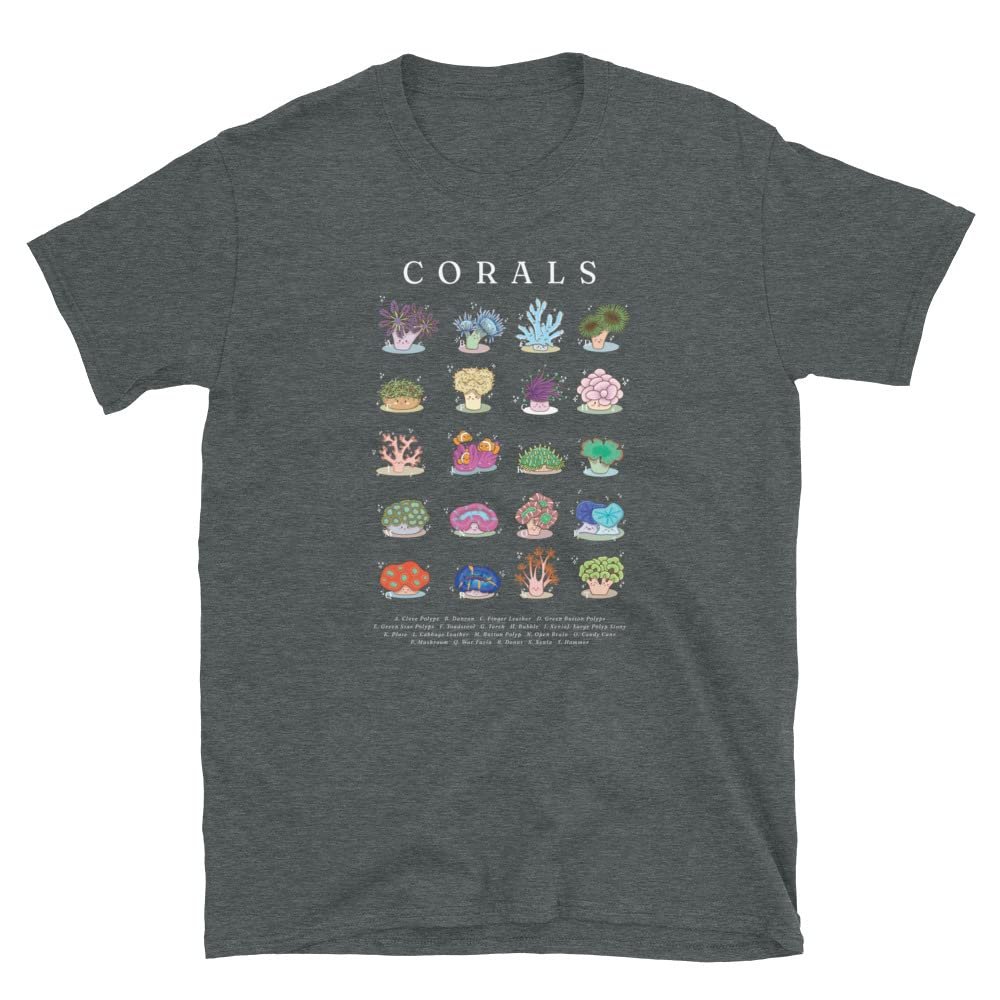 Coral Species Shirt - Coral Reef Saltwater Shirt, Funny Aquarium Shirt, Aquarist Gift T-Shirt, Funny Aquarium Shirt, Funny Fish Shirts Dark Heather