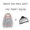 Yan Dream Grey Men Long Curly Hair Wig with Beard, Heat Resistant Synthetic, Classic Style, Adult Men's Cosplay Wig view 3