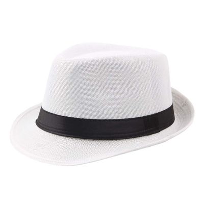 Classic Fedora Hat Wide Brim Panama Hat Fedora Hat Perfect for Wedding Party Talent Show Best Xmas Gift for Women Men (White, Free Size)