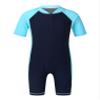 Oyolan Kids Boys Girls Swimwear One-Piece Short Sleeves Zippered Rash Guard Wetsuit Sun Protection Bathing Suit Navy Blue&Sky Blue A 3-4 Years view 1