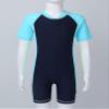 Oyolan Kids Boys Girls Swimwear One-Piece Short Sleeves Zippered Rash Guard Wetsuit Sun Protection Bathing Suit Navy Blue&Sky Blue A 3-4 Years view 3