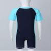 Oyolan Kids Boys Girls Swimwear One-Piece Short Sleeves Zippered Rash Guard Wetsuit Sun Protection Bathing Suit Navy Blue&Sky Blue A 3-4 Years view 4