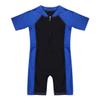 Oyolan Kids Boys Girls Swimwear One-Piece Short Sleeves Zippered Rash Guard Wetsuit Sun Protection Bathing Suit Blue&Black A 12-14 Years view 3