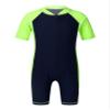 Oyolan Kids Boys Girls Swimwear One-Piece Short Sleeves Zippered Rash Guard Wetsuit Sun Protection Bathing Suit Navy Blue&Fluorescen A 10-12 Years view 1