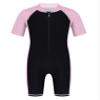 Oyolan Kids Boys Girls Swimwear One-Piece Short Sleeves Zippered Rash Guard Wetsuit Sun Protection Bathing Suit Pink&Black A 3-4 Years view 1