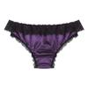 FEESHOW Men's Shiny Satin Lace Ruffle Underwear Bikini Briefs Sissy Crossdress Panties Purple Medium view 4