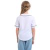 Mowbeat Boys Baseball Jersey Kids Short Sleeve Girls Hip Hop T Shirts Toddler Sport Button Down Jersey Shirt (White,12 Years) view 2