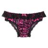 FEESHOW Men's Shiny Satin Lace Ruffle Underwear Bikini Briefs Sissy Crossdress Panties Hot_Pink X-Large view 3