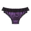 ACSUSS Men Shiny Satin Bulge Pouch Sissy Panties Lingerie Ruffle Crossdress Underwear Purple X-Large view 4