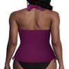 Hilor Women's V Neck Halter Swim Tops Front Twist Swimwear Shirred Tankini Top Amaranth 8 view 2