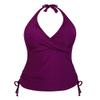 Hilor Women's V Neck Halter Swim Tops Front Twist Swimwear Shirred Tankini Top Amaranth 8 view 3
