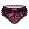 ACSUSS Men's Silky Satin Sissy Bowknot Lace Knickers Feminine Briefs Underwear 2# Hot_Pink Large view 3