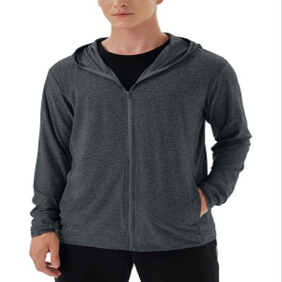Men's Athletic Shirts Mositure Wicking Sun Shirt With Hood Full Zipper Sun Protection Jacket Hoodie Lightweight Fishing Hiking Cooling Shirts Black-L