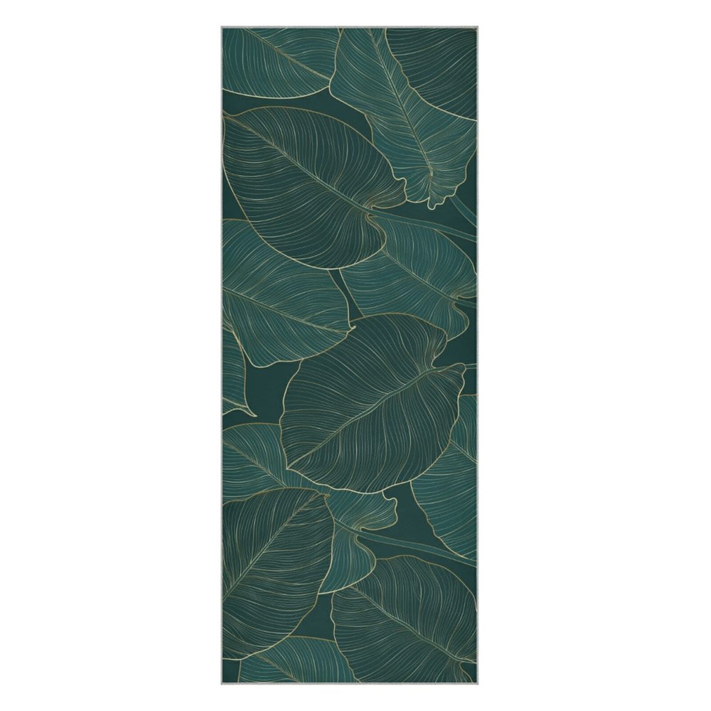 susiyo Natural Green Leaves Yoga Towel with Storage Mesh Bag Soft Sweat Absorbent Non Slip Hot Yoga Towels Ideal for Women & Men Travel 73" x 27"