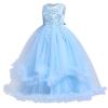 Flower Girl Tulle Dress Vintage Embroidery Beads Dress Sleeveless Applique Poofy Dresses Birthday First Communion Pageant Formal Party Wedding Prom Full Length Gown Blue-Puffy 9-10 Years view 4