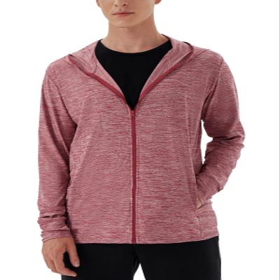Woitury Men's Hiking Shirt Full Zip Sun Protection Jacket Hoodie with Pockets Lightweight Fishing Shirts Dark Red L