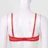 YOOJIA Womens Sheer Mesh Sexy 1/4 Cups Lace Balconette Bra Underwire Push Up Shelf Bralette Tops Lingerie Red X-Large view 4