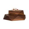GemeShou 2pcs Wooden Jewelry display tray, Hexagon jewelry display riser, Jewelry retail shop photography propsWalnut Hexagon tray-2pcs view 1