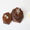 GemeShou 2pcs Wooden Jewelry display tray, Hexagon jewelry display riser, Jewelry retail shop photography propsWalnut Hexagon tray-2pcs view 2