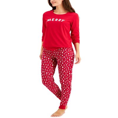 Family Pajamas Matching Women's Merry Family Pajama Set (X-LARGE) Red