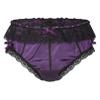 dPois Men's Silky Satin Lace Ruffled Bowknot Panties Knickers Sissy Crossdress Briefs Purple Medium view 1