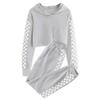 easyforever Kids Girls 2 Piece Outfits Sweatsuit Crop Tops Hoodies Sweatshirts Active Sweatpants Jogger Set Tracksuit Grey 11-12 Years view 1