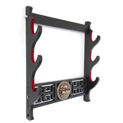 BDOUyi Sword Holder Katana Stand Wall Mount Samurai Sword Rack Stand Red Velvet Style for Katana Wakizashi-Red Velvet-3Tier