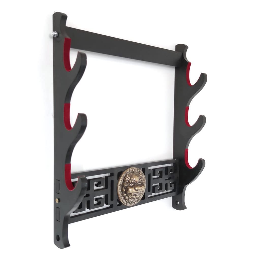 BDOUyi Sword Holder Katana Stand Wall Mount Samurai Sword Rack Stand Red Velvet Style for Katana Wakizashi-Red Velvet-3Tier