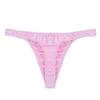 Jugaoge Men's Sexy Thong Underwear Shiny Satin Sissy Pouch G-String Bikini Briefs Pink Large view 4
