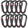 FVW Auto Locking Rock Climbing Carabiners, UIAA Certified Professional 25KN (5620 lbs) Heavy Duty Caribeaners for Rappelling Swing Rescue & Gym etc, Large D-Shaped Carabiners, (Black) 10 Pack view 1