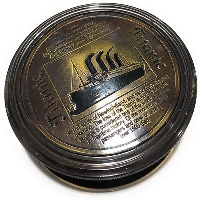 Brass Compass Antique Finish Titanic Compass Vintage Nautical Sailor Article - Maritime Magnetic Gift Camping Compass Engraved with Gift for Boyfriend Girlfriend, Engagement, Anniversary, Wedding Gift