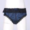dPois Men's Silky Satin Lace Ruffled Bowknot Panties Knickers Sissy Crossdress Briefs Dark_Blue X-Large view 3