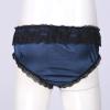 dPois Men's Silky Satin Lace Ruffled Bowknot Panties Knickers Sissy Crossdress Briefs Dark_Blue X-Large view 4